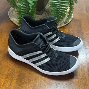 Adidas Black Mesh Sneakers with White Stripes